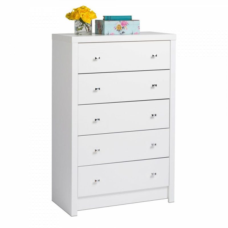 Calla 5-Drawer Chest – White Bedroom