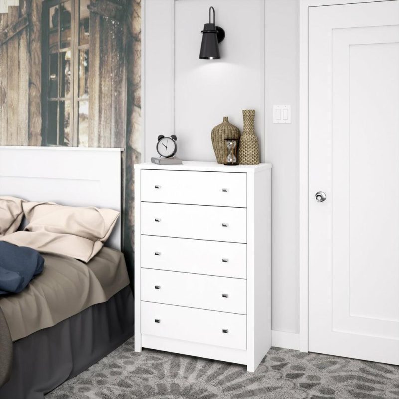 Calla 5-Drawer Chest – White Bedroom