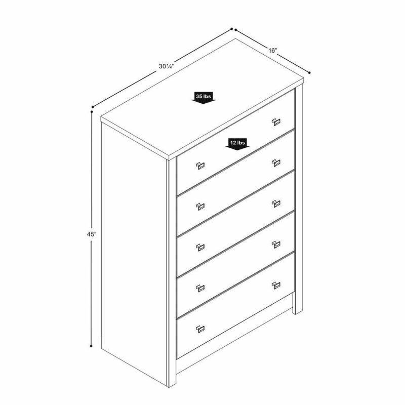 Calla 5-Drawer Chest – White Bedroom