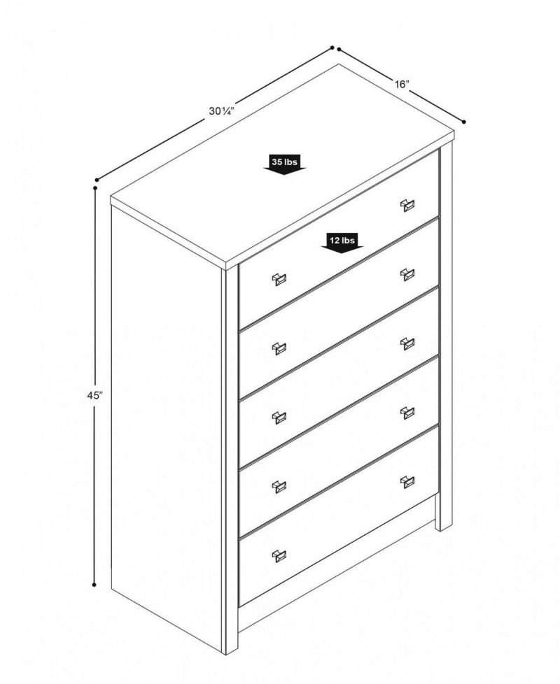 Calla 5-Drawer Chest – White Bedroom