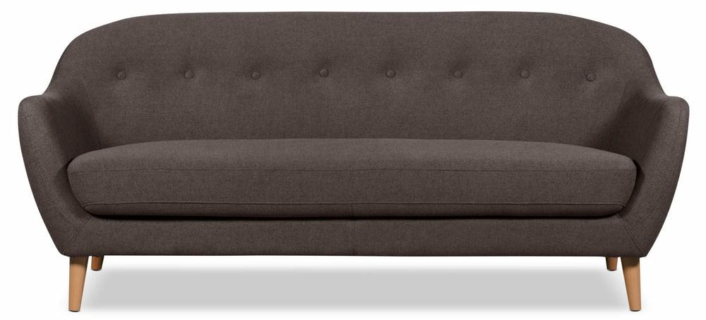 Calla 73.62″ Dark Grey Linen-Look Fabric Condo-Size Sofa With Wood Legs And Button Tufting Furniture