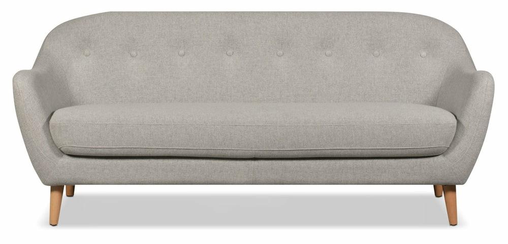 Calla 73.62″ Light Grey Linen-Look Fabric Condo-Size Sofa With Wood Legs And Button Tufting Furniture