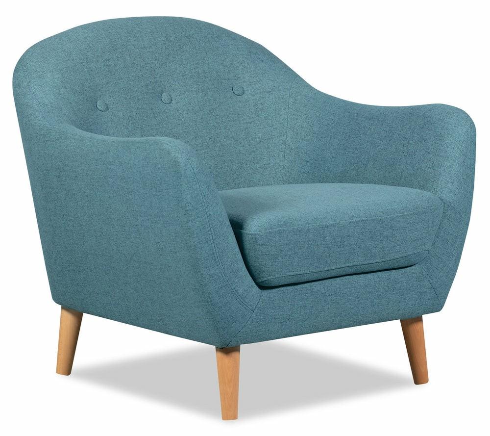 Calla Linen-Look Fabric Chair – Blue Furniture