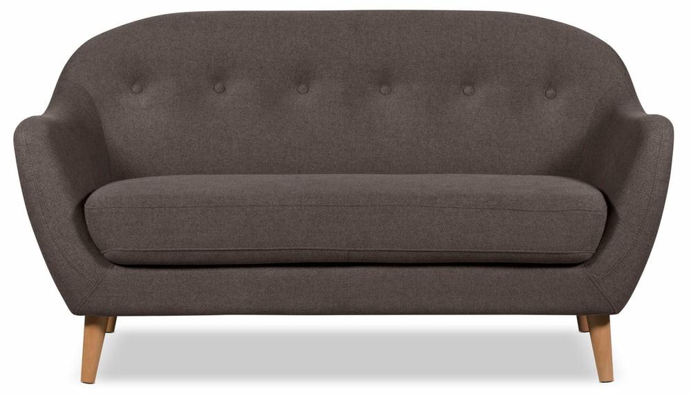 Calla Linen-Look Fabric Loveseat – Dark Grey Furniture