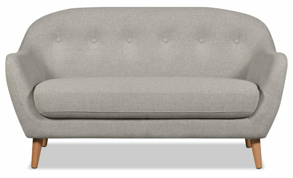 Calla Linen-Look Fabric Loveseat – Light Grey Furniture