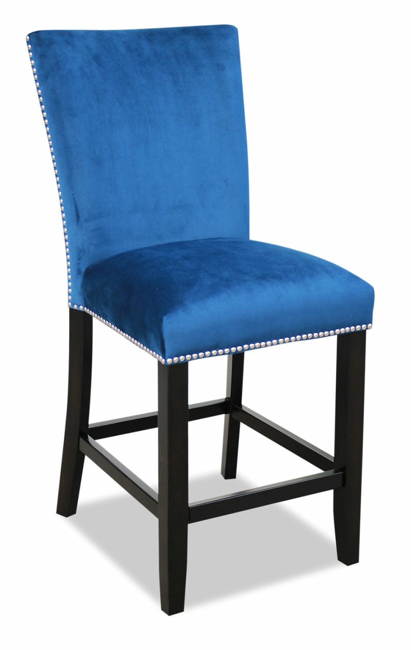 Cami Counter-Height Dining Chair With Velvet Fabric – Blue Dining Chairs