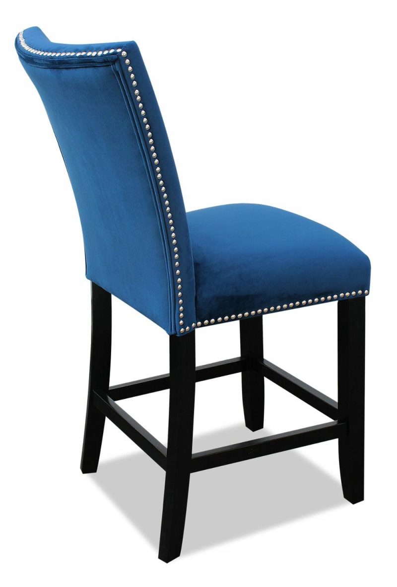 Cami Counter-Height Dining Chair With Velvet Fabric – Blue Dining Chairs