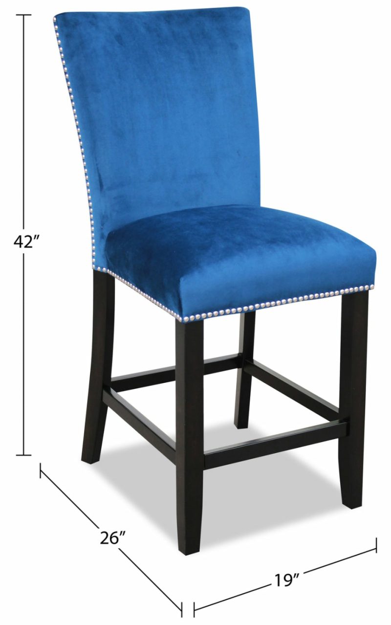 Cami Counter-Height Dining Chair With Velvet Fabric – Blue Dining Chairs