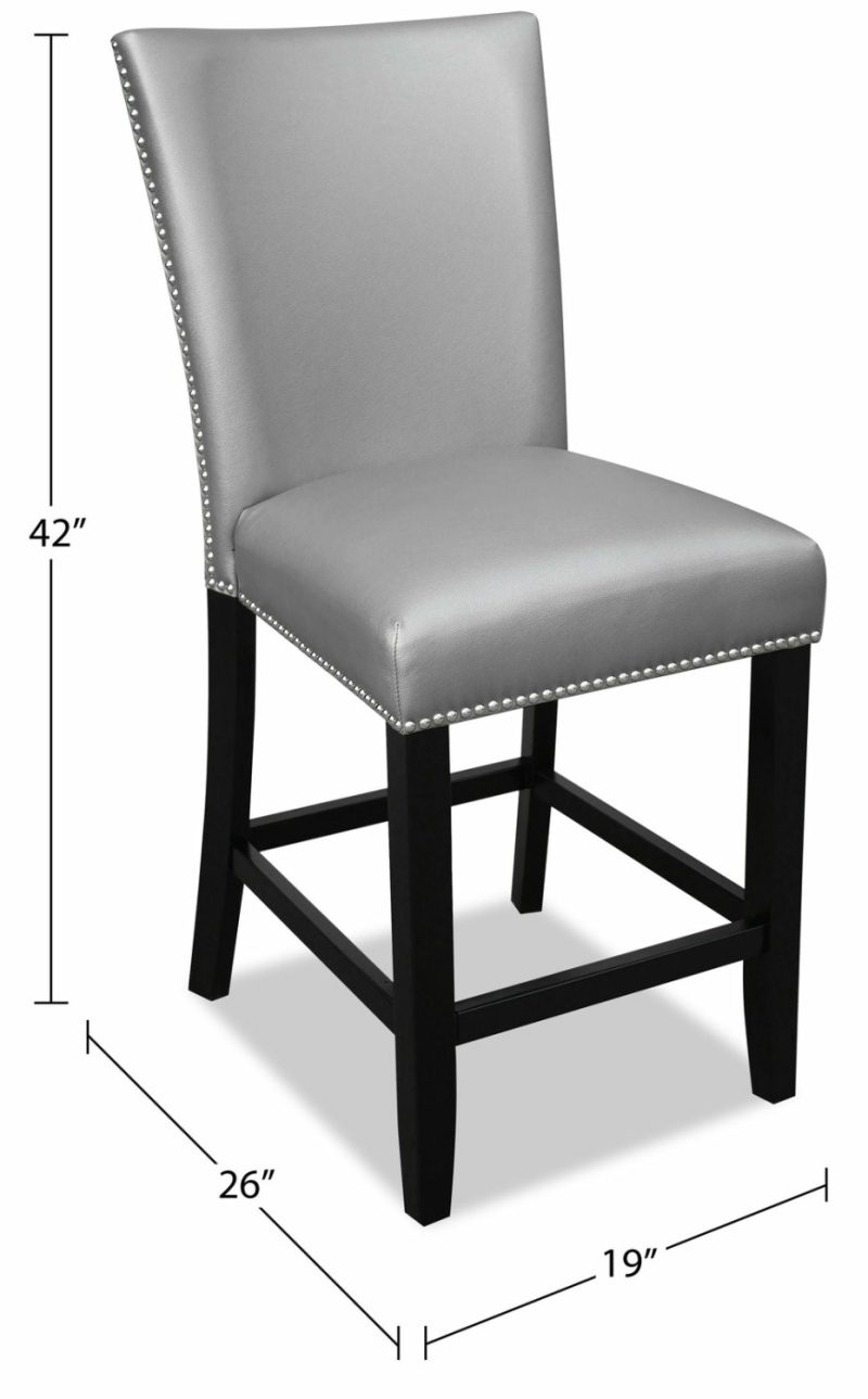 Cami Counter-Height Dining Chair With Velvet Fabric – Grey Dining Chairs