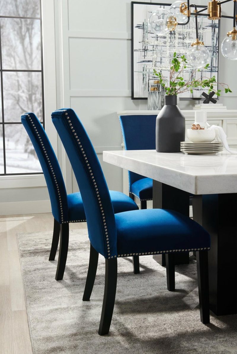 Cami Dining Chair With Velvet Fabric – Blue Dining Chairs