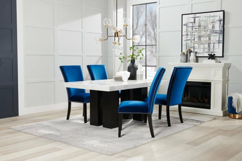 Cami Dining Chair With Velvet Fabric – Blue Dining Chairs