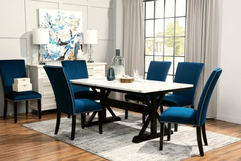 Cami Dining Chair With Velvet Fabric – Blue Dining Chairs