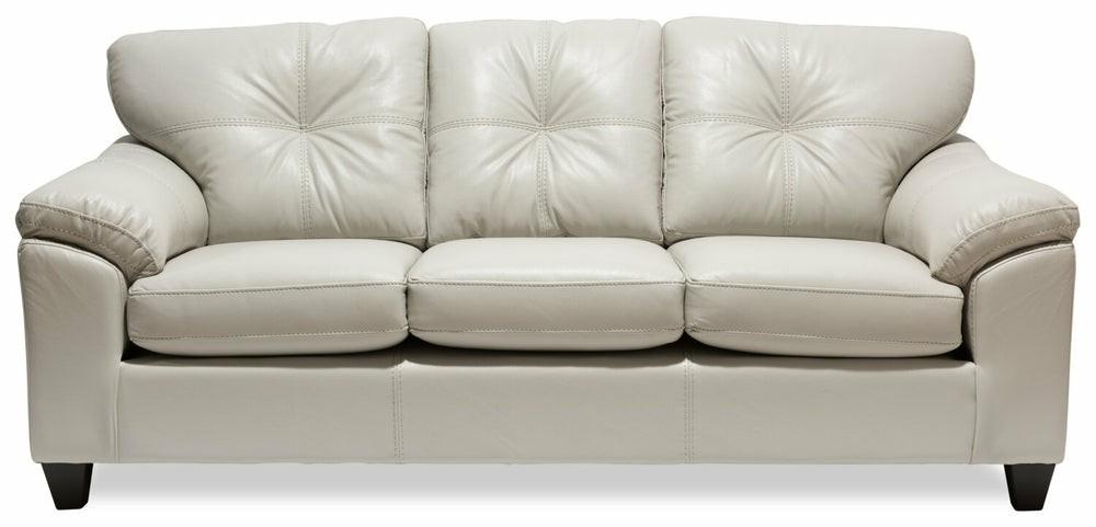 Canadian Made Addison 86″ Beige Leather-Look Fabric Sofa With Removable Seat Cushions Furniture