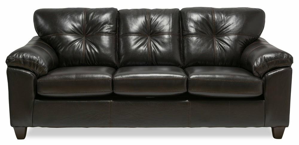 Canadian Made Addison 86″ Blackberry Black Leather-Look Fabric Sofa With Removable Seat Cushions Furniture