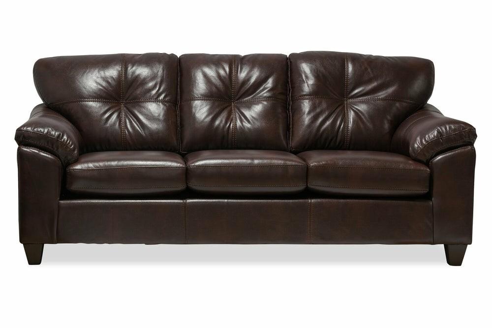 Canadian Made Addison 86″ Brown Leather-Look Fabric Sofa With Removable Seat Cushions Furniture