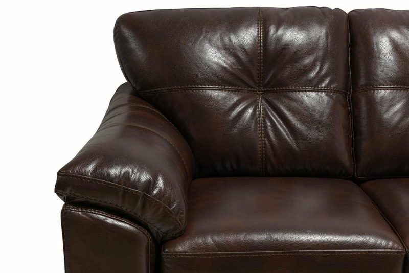 Canadian Made Addison 86″ Brown Leather-Look Fabric Sofa With Removable Seat Cushions Furniture