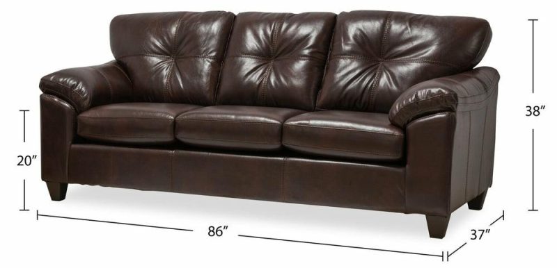 Canadian Made Addison 86″ Brown Leather-Look Fabric Sofa With Removable Seat Cushions Furniture