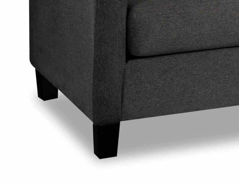 Canadian Made Alda 72″ Charcoal Grey Chenille Fabric Sofa With Wood Legs And Two Accent Pillows Furniture