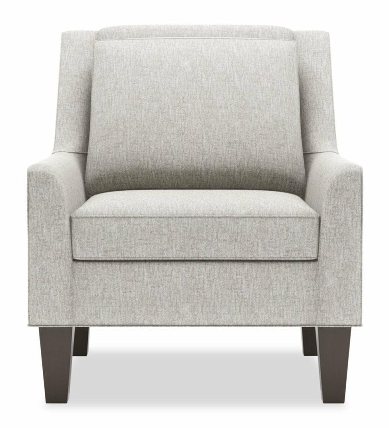 Canadian Made Customizable 29″ Luxury Silver Chenille Fabric Club Accent Chair With Wood Legs Accent Chairs