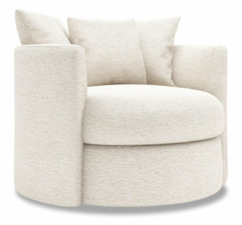 Canadian Made Customizable 41″ Luxury Sand Beige Chenille Fabric Nest Swivel Accent Chair Furniture