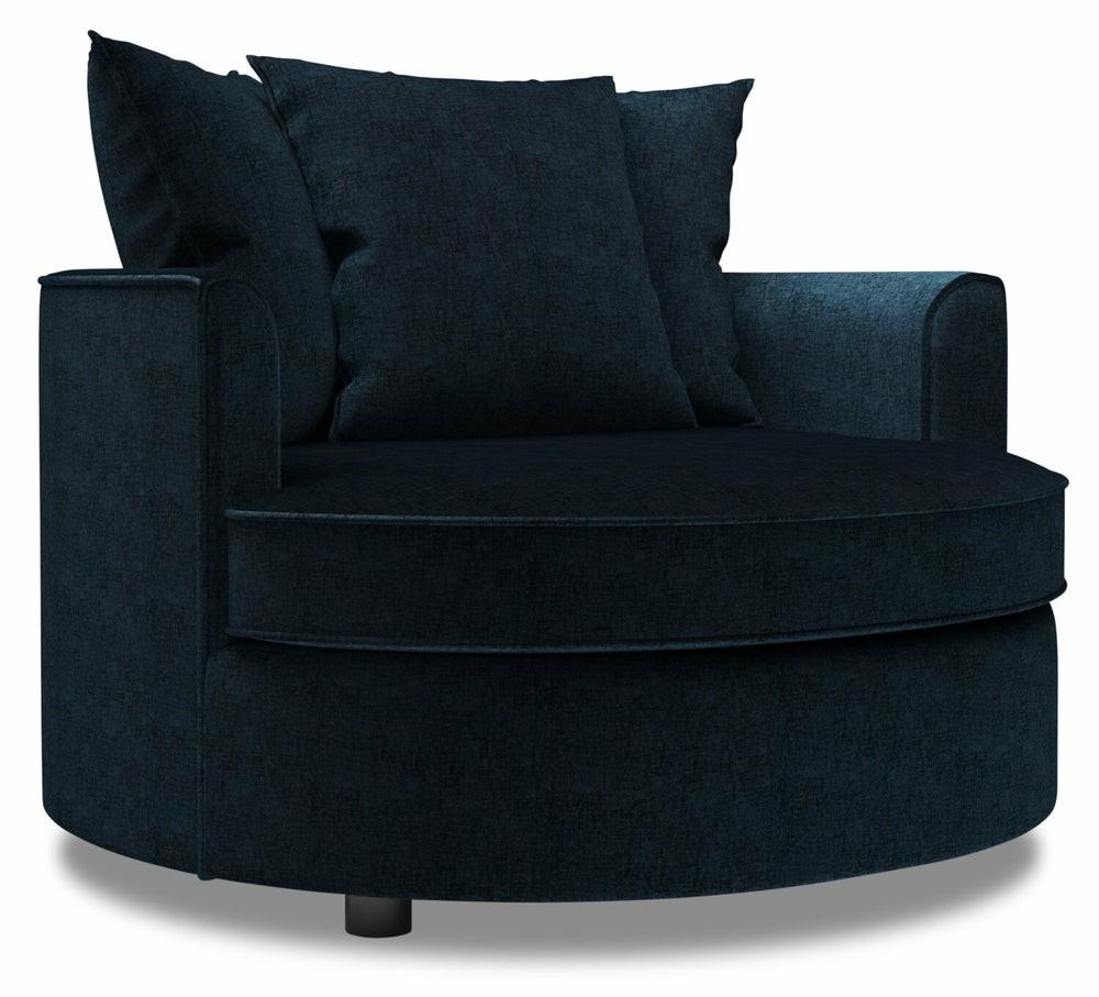 Canadian Made Customizable 48″ Luxury Indigo Blue Chenille Fabric Cuddler Accent Chair Accent Chairs