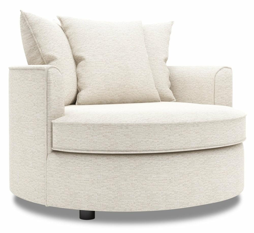 Canadian Made Customizable 48″ Luxury Sand Beige Chenille Fabric Cuddler Accent Chair Accent Chairs