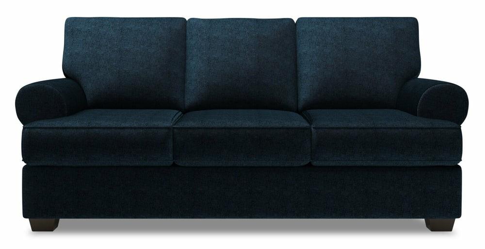 Canadian Made Customizable Roll 86″ Luxury Indigo Blue Chenille Fabric Sofa Bed With Rolled Arms Furniture