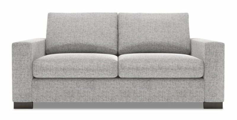 Canadian Made Customizable Track 75″ Luna Domino Grey Linen-Look Fabric Condo-Size Sofa With Track Arms Furniture