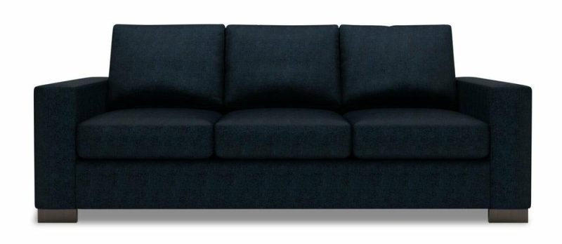 Canadian Made Customizable Track 85″ Luxury Indigo Blue Chenille Fabric Sofa Bed With Track Arms Furniture