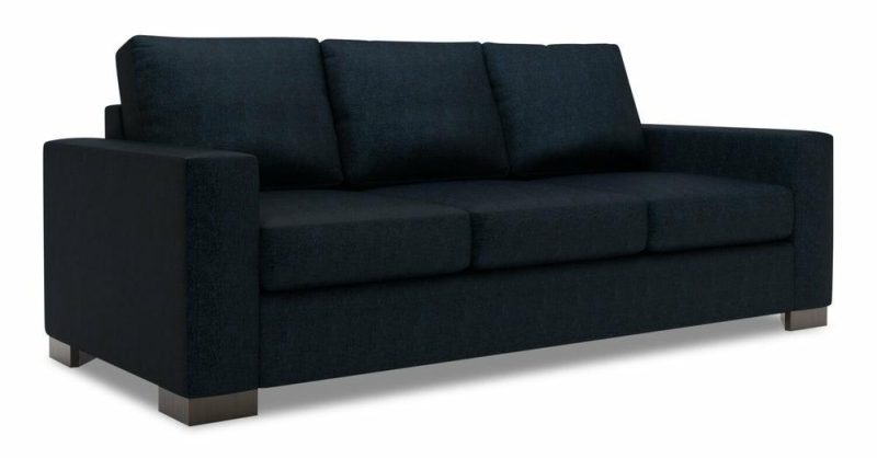 Canadian Made Customizable Track 85″ Luxury Indigo Blue Chenille Fabric Sofa Bed With Track Arms Furniture