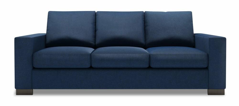 Canadian Made Customizable Track 85″ Pax Navy Blue Linen-Look Fabric Sofa With Track Arms Furniture