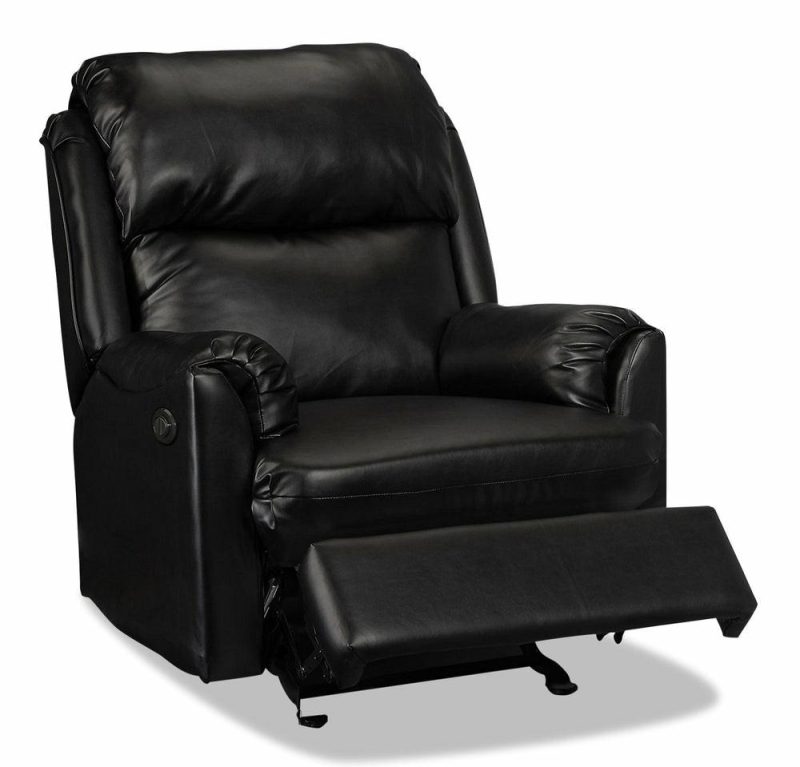 Canadian Made Drogba 32.25″ Black Faux Leather Power Reclining Chair Furniture