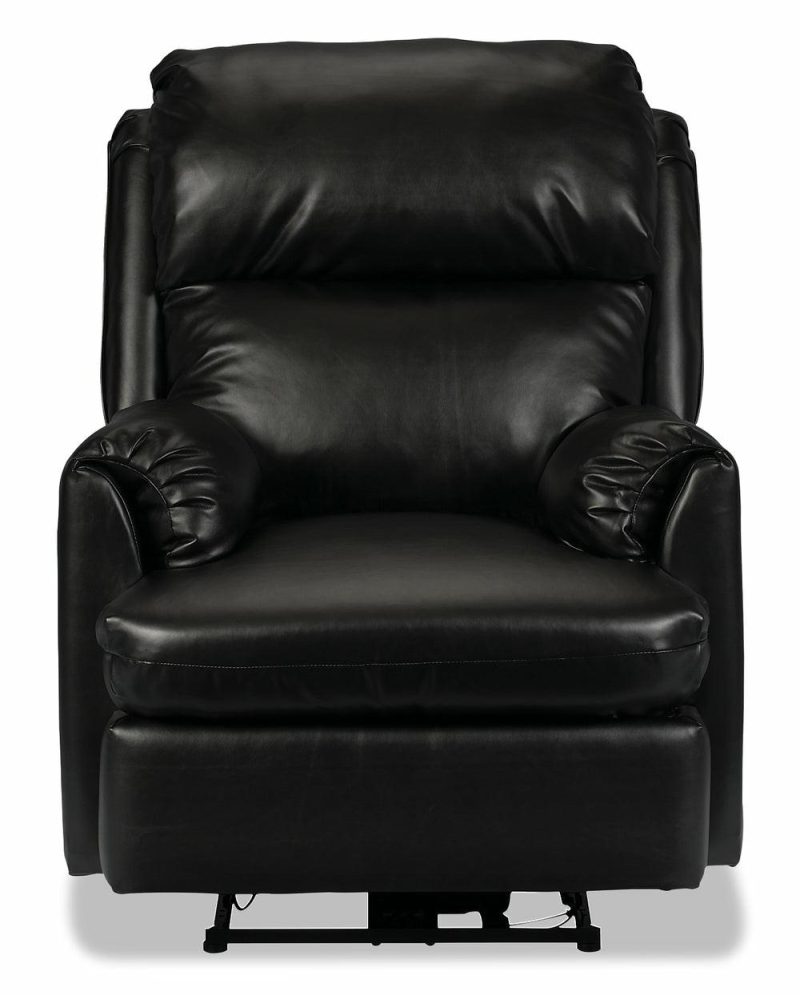 Canadian Made Drogba 32.25″ Black Faux Leather Power Reclining Chair Furniture