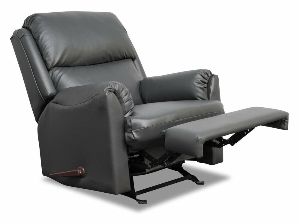 Canadian Made Drogba 35″ Grey Leather-Look Fabric Glider Reclining Chair Furniture