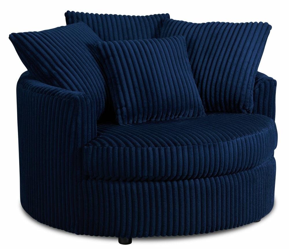 Canadian Made Grande 48″ Groove Midnight Blue Chenille Fabric Cuddler Accent Chair Accent Chairs