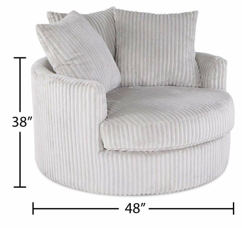 Canadian Made Grande 48″ Groove Mist Grey Chenille Fabric Cuddler Accent Chair Accent Chairs