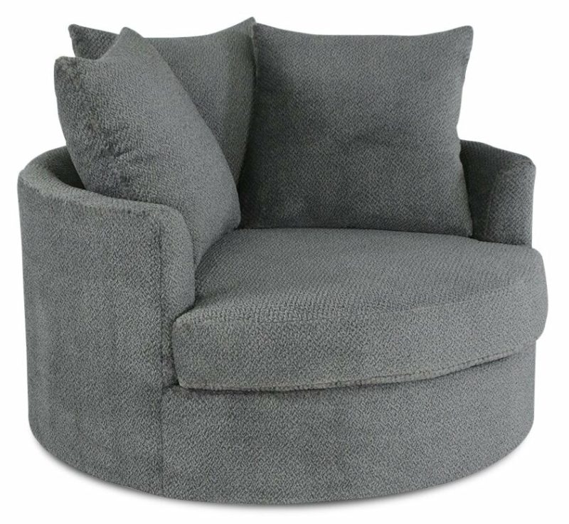 Canadian Made Grande 48″ Teddy Nightfall Grey Chenille Fabric Cuddler Accent Chair Accent Chairs