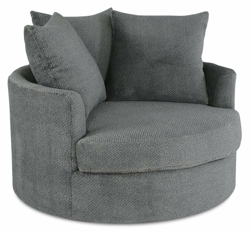 Canadian Made Grande 48″ Teddy Nightfall Grey Chenille Fabric Cuddler Accent Chair Accent Chairs