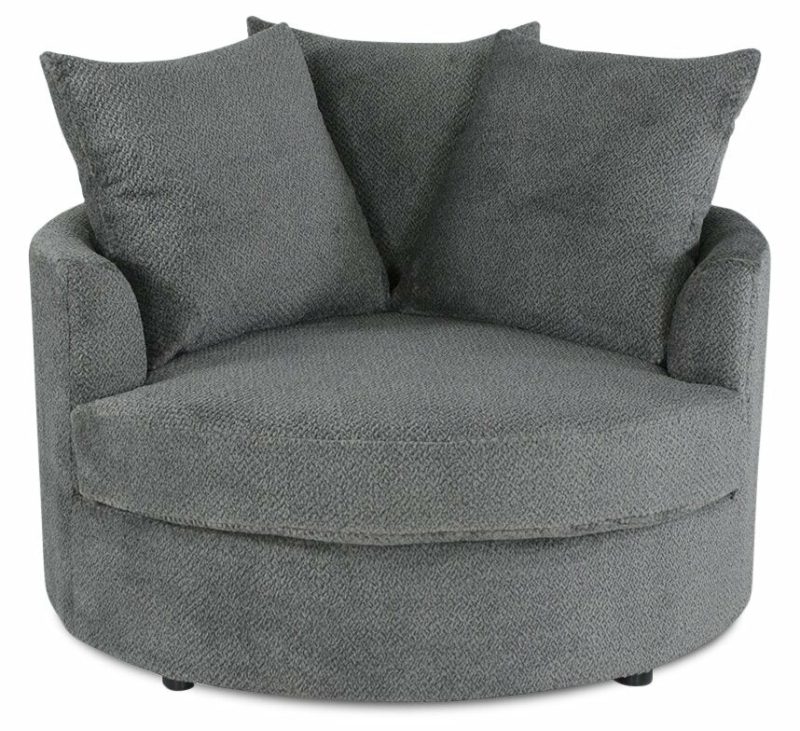 Canadian Made Grande 48″ Teddy Nightfall Grey Chenille Fabric Cuddler Accent Chair Accent Chairs