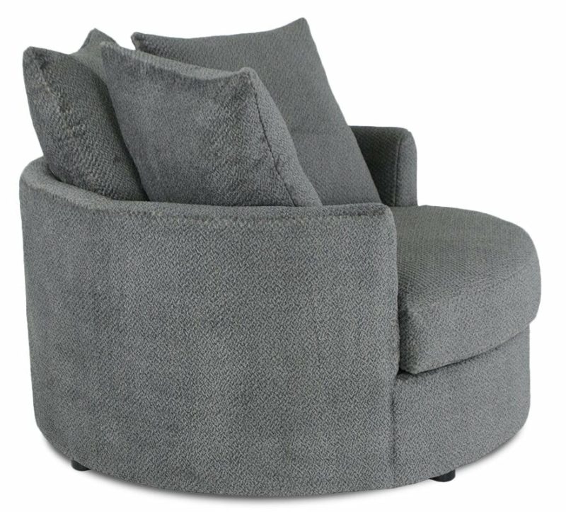 Canadian Made Grande 48″ Teddy Nightfall Grey Chenille Fabric Cuddler Accent Chair Accent Chairs