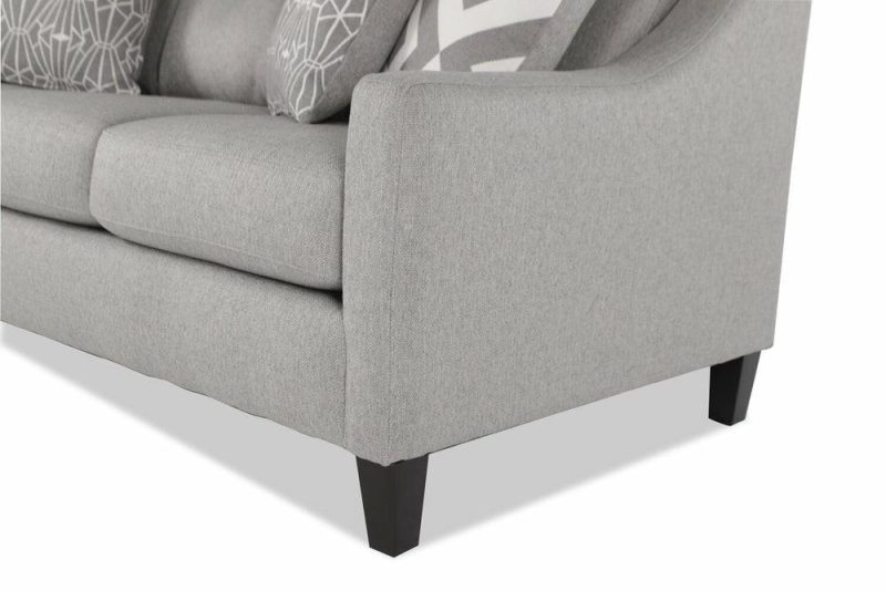 Canadian Made Kylie 78″ Zeus Grey Linen-Look Sofa With Button Tufting And Wood Legs Furniture