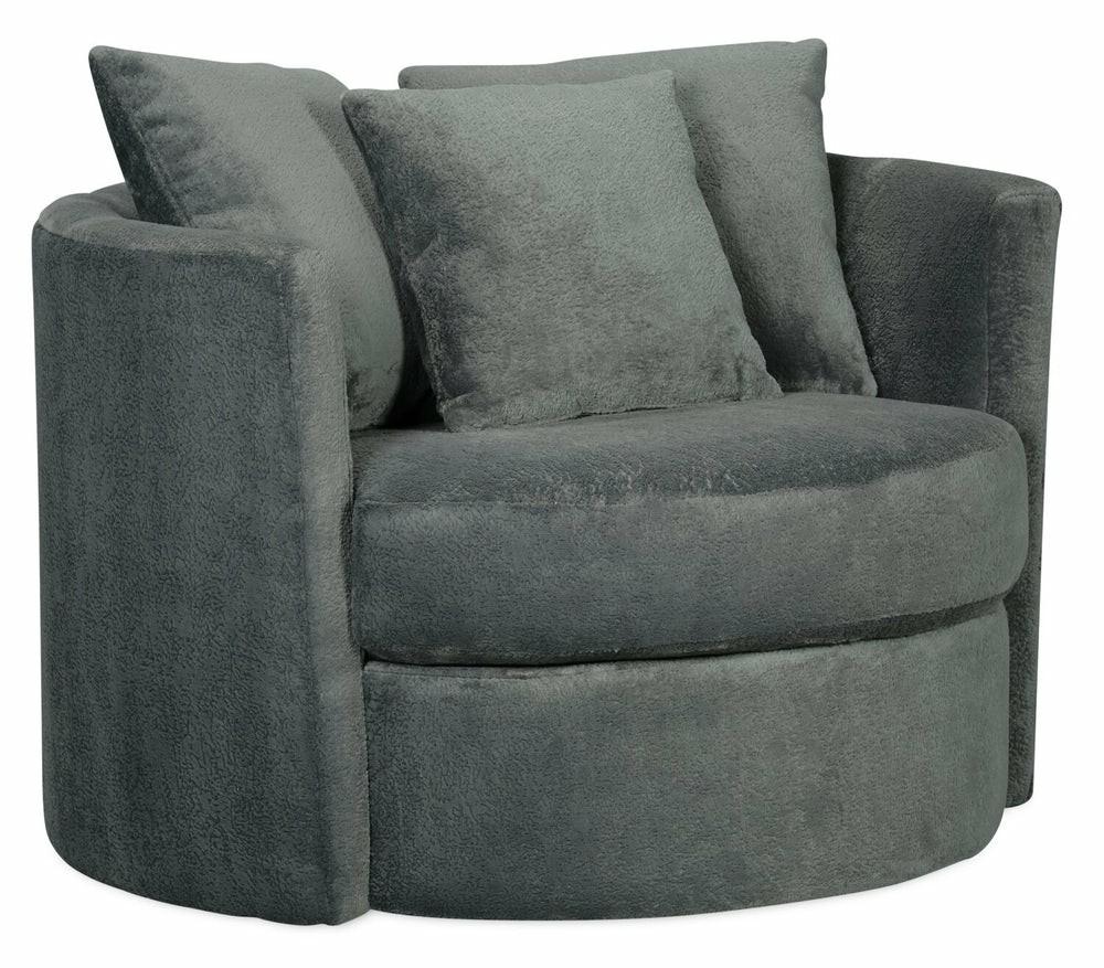 Canadian Made Midi 42″ Plush Thunder Grey Chenille Fabric Swivel Cuddler Accent Chair Accent Chairs