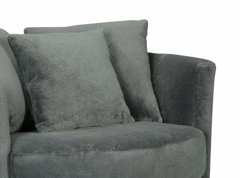 Canadian Made Midi 42″ Plush Thunder Grey Chenille Fabric Swivel Cuddler Accent Chair Accent Chairs