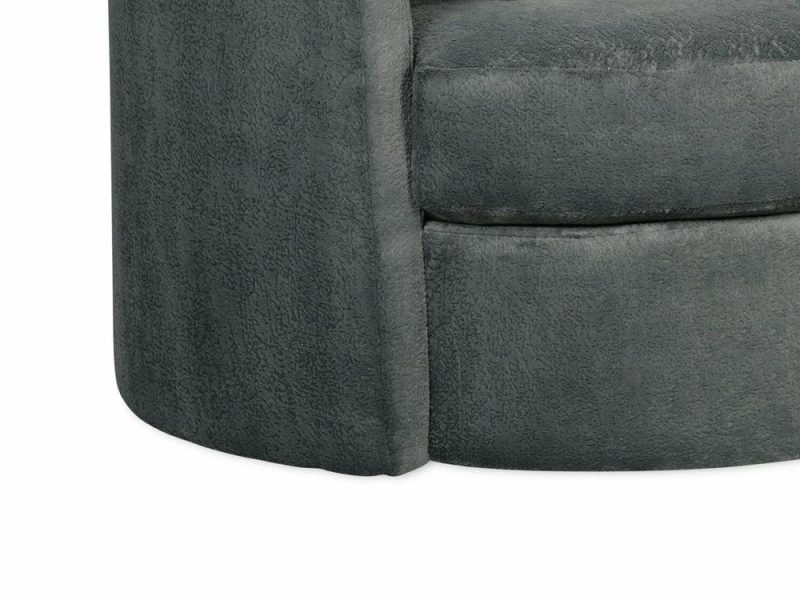 Canadian Made Midi 42″ Plush Thunder Grey Chenille Fabric Swivel Cuddler Accent Chair Accent Chairs