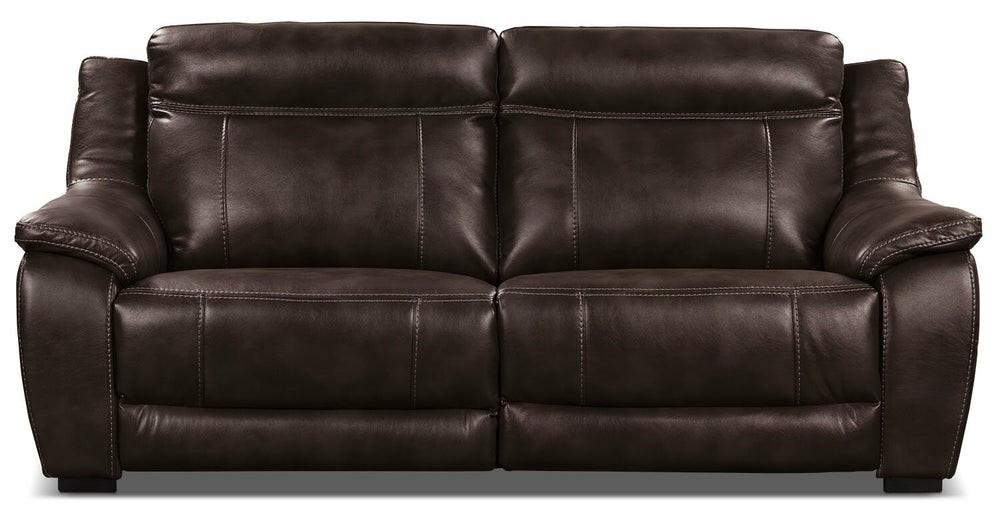 Canadian Made Novo 82″ Brown Leather-Look Fabric Power Reclining Sofa Furniture