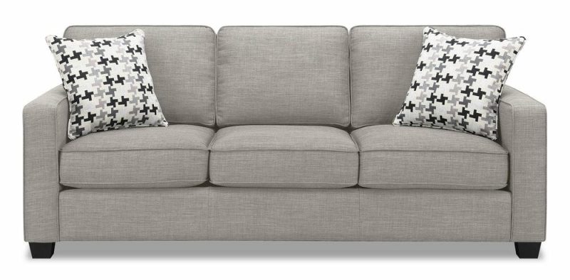 Canadian Made Sawyer 83″ Lightgrey Linen-Look Fabric Sofa With Two Accent Pillows Furniture