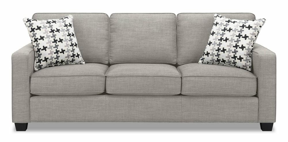 Canadian Made Sawyer 83″ Lightgrey Linen-Look Fabric Sofa With Two Accent Pillows Furniture