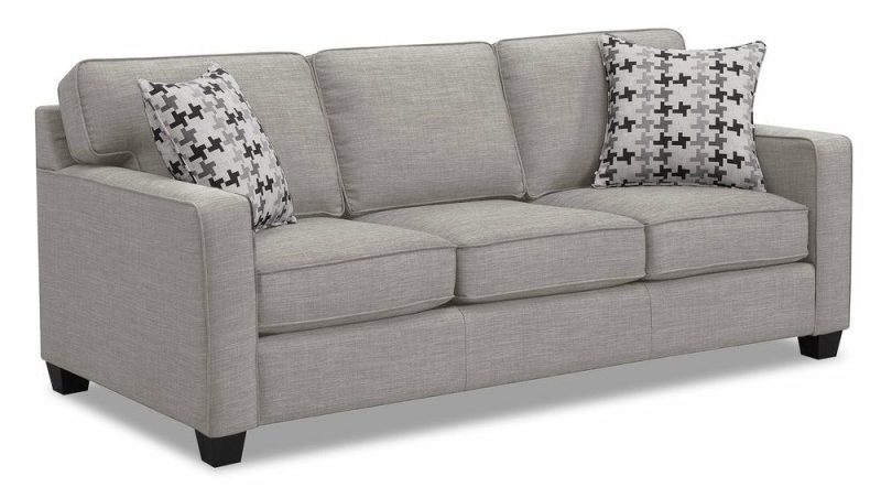 Canadian Made Sawyer 83″ Lightgrey Linen-Look Fabric Sofa With Two Accent Pillows Furniture