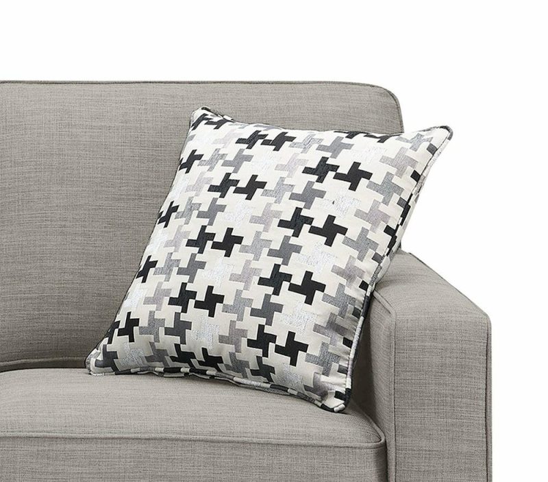 Canadian Made Sawyer 83″ Lightgrey Linen-Look Fabric Sofa With Two Accent Pillows Furniture