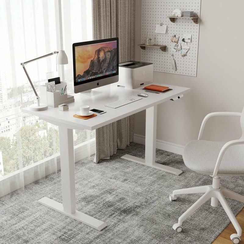 Carson 47.2″ Dual-Motor Lift Desk – Matte White Desks